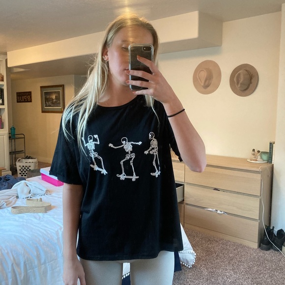 None Tops - skeleton tee